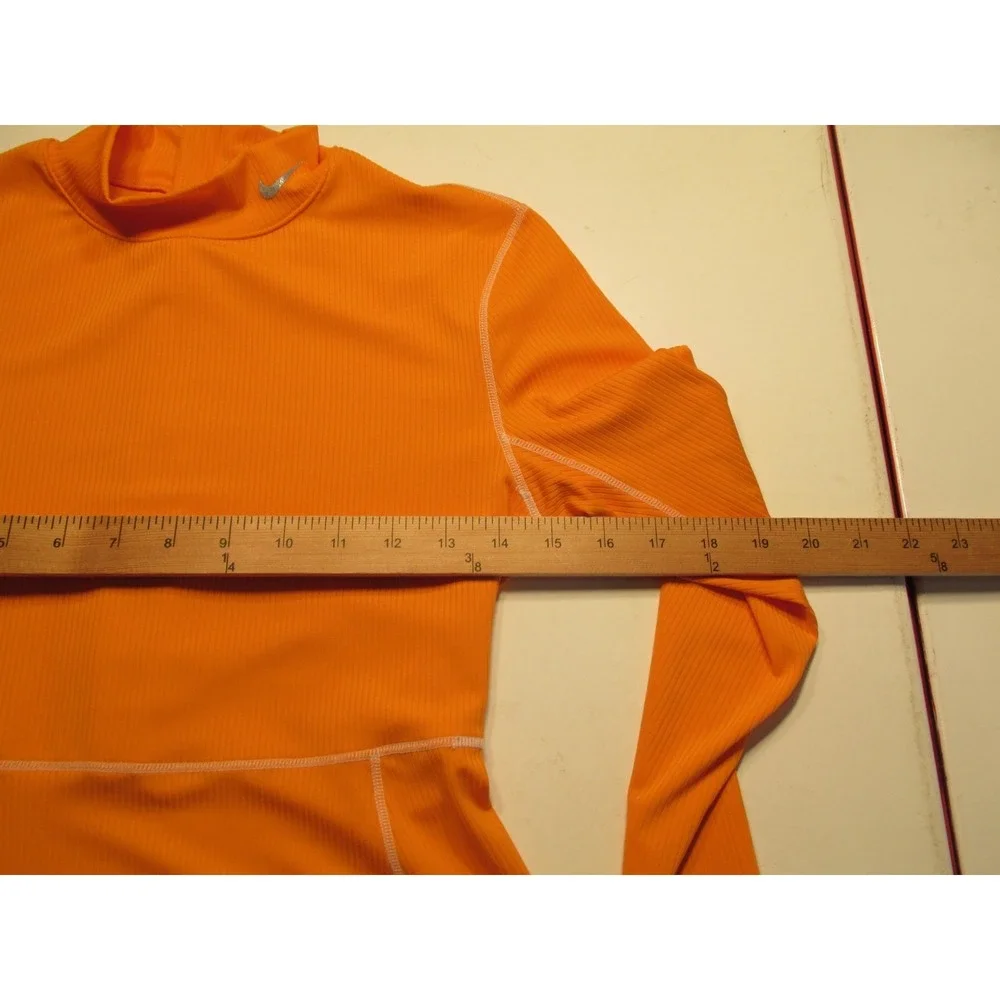 NIKE Women Small Orange Ribbed Midi Athletic Dress 1/4 Zip Tennis Golf LS